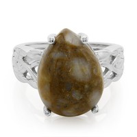 Cavill Ring 925 Silber Dinosaurierquarz 9,56Ct Tropfen Damen Echtschmuck-