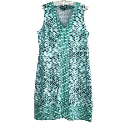 #ad Tommy Bahama Dress Size M Turquoise Sleeveless V Neck Cotton Knit Activewear $36.95