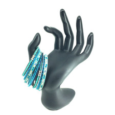 Blue Thin Boho Bangle Bracelets Set. Adult Lightweight