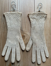 Vintage Set of Metal Wire Glove Forms Dryers Stretchers w/ Crochet Gloves