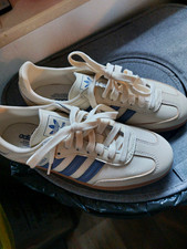 adidas Samba Sneaker Low Top Leder Creme/Blau EU 38 gepolstert Gummisohle