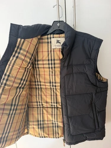 Burberry London Men's Goose Down Puffer Vest Black Nova Check Lined Size 52 L image 4