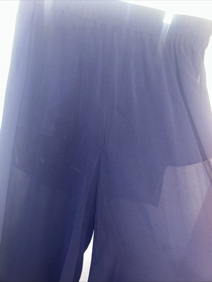 Torrid Chiffon Wide Leg Sheer Pants W/ Shorts Attached Navy Blue Size 0 (L) - Image 3 of 4