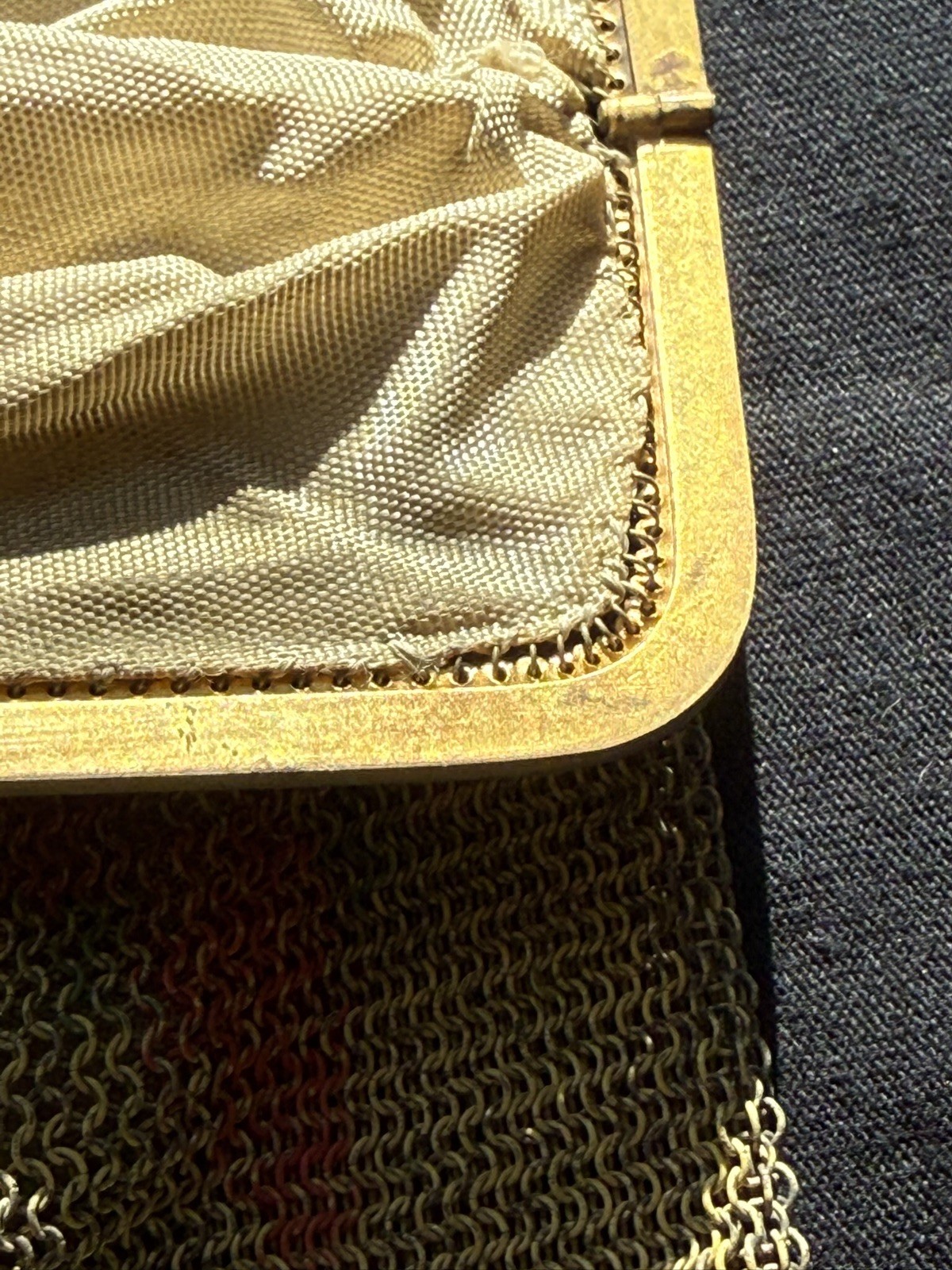 Antique 1920's Art Deco Metal Mesh Dresden Emboss… - image 13