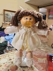 Cabbage Patch Kid Girl Doll #4 Paci Face Brown Poodle Hair, Violet Eyes Rare