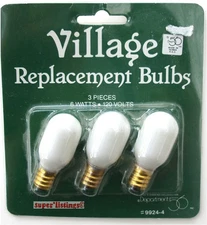 Dept. 56 Replacement Light Bulbs Set of 3 Oval 6w, 120V #99244 New in Package