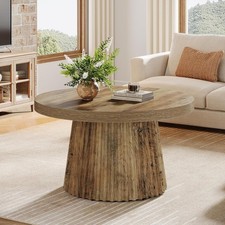 Round Coffee Table, 31.5 Inch Mid-Century Modern Center Table for Living Room