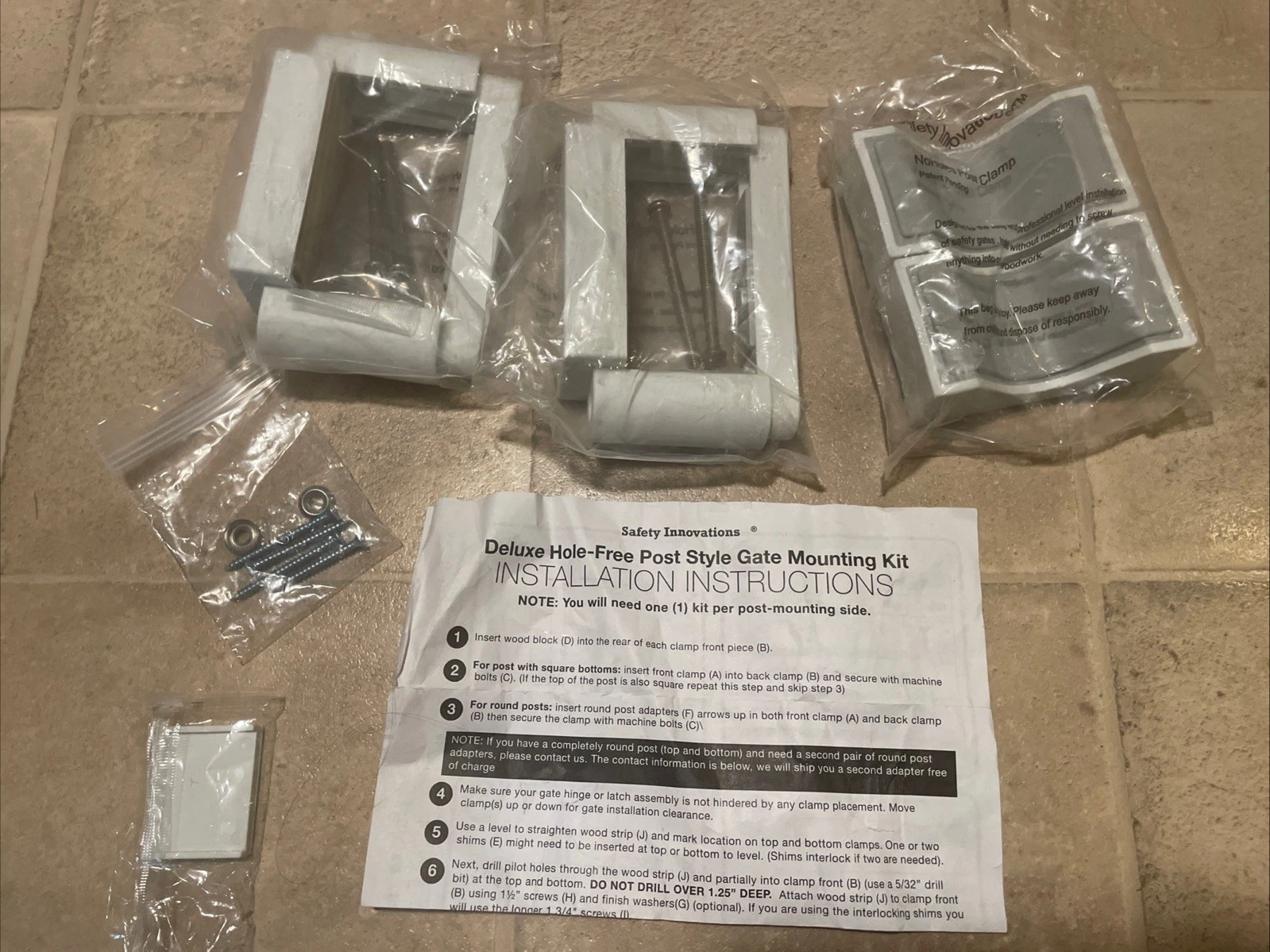 Safety Innovations Stairway Baby Gate Mounting Kit 2.75-3.625 Inch Posts #R035