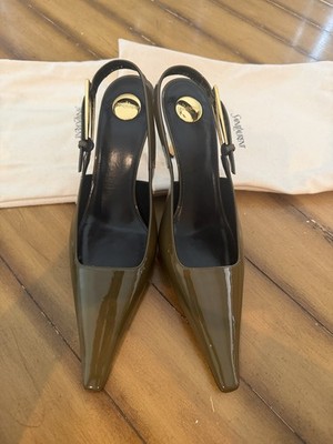 Saint Laurent YSL Amber Green Lee Sling back Pumps- Size 41.5
