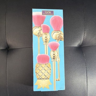 tarte Paradise Makeup Brush Set Pink Gold Vegan Cruelty-Free Synthetic Fiber