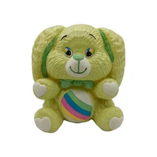 Green Bunny Rabbit Plastic Bank Rainbow Tummy 1984 Small World Import Read