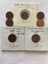 Germany 1 Pfennig 1950 D, 1950 D, 1973 F, 1974 D, 1974 F, 1976 F, 1984 F 7 Coins