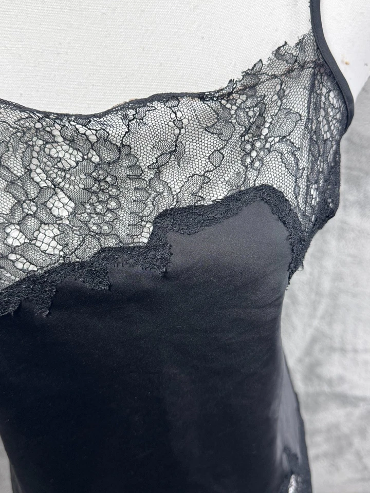 Red de café para mujer ribete de encaje satinado Slip M negro caprichoso hada gótico oscuro romántico Foto 3 de 4