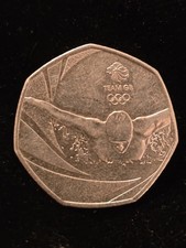 Uk 2016 50p Olympic Swimming Coin