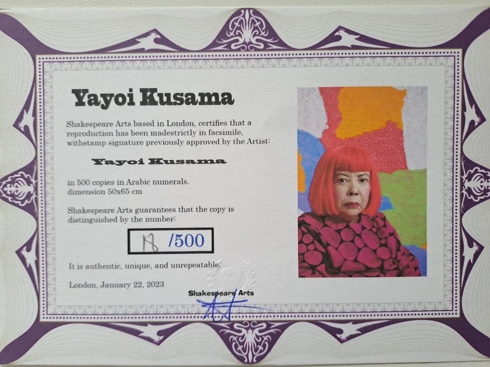 Yayoi Kusama signiert - Kürbis - Zertifikat - Bild 3 von 4