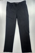 Chaps Straight Fit Flat Front Chinos Black Mens 32/34