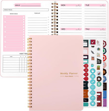 A5 Weekly Planner Notebook, Undated To Do List Notebook Diary 52 weeks of Daily 