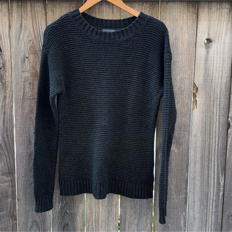 Pendleton Dark Gray Pullover Sweater Lambswool Cashmere Blend Knit Size Medium - Image 4 of 4