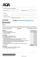 AQA A Level Biology June 2026 Paper 1 Question Paper [VERIFIED]