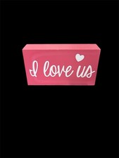 Wooden Block I Love Us Wood Sign