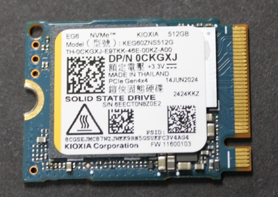 Steam Deck　キオクシア（東芝） M.2 2230　SSD 512GB Toshiba NVMe KIOXIA 512GB SSD PCIe4.0x4 M.2 2230 For STEAM DECK