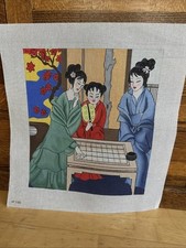 HAND PAINTED NEEDLEPOINT CANVAS: ASIAN ORIENTAL THEME GEISHA WOMEN Large