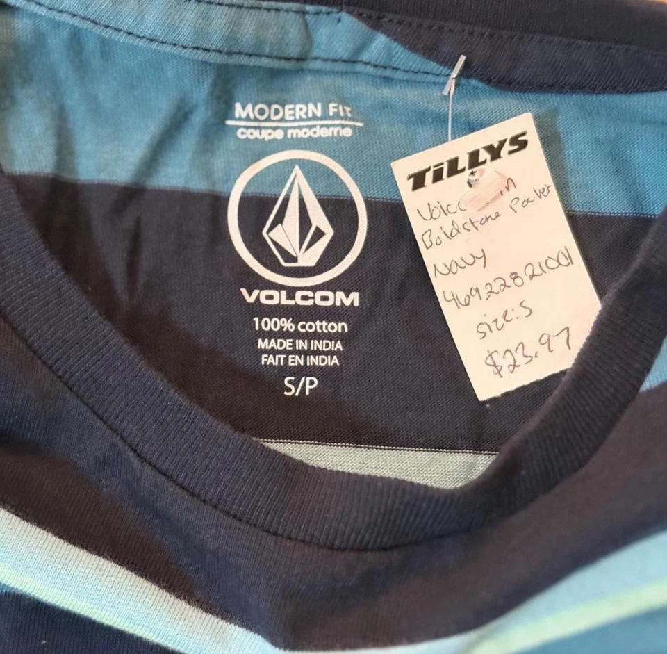 NWT Volcom Men’s BOLDSTONE CREW SHORT SLEEVE T-SHIRT Size Small Navy - Image 4 of 4