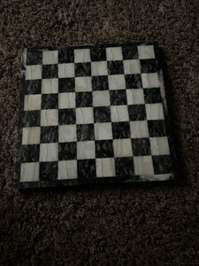 Cool Granite Marble Chess Board Set w/ Custom Marble Chess Pieces Black & White