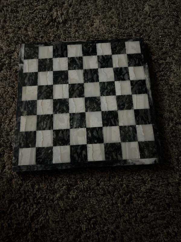 Cool Granite Marble Chess Board Set w/ Custom Marble Chess Pieces Black & White