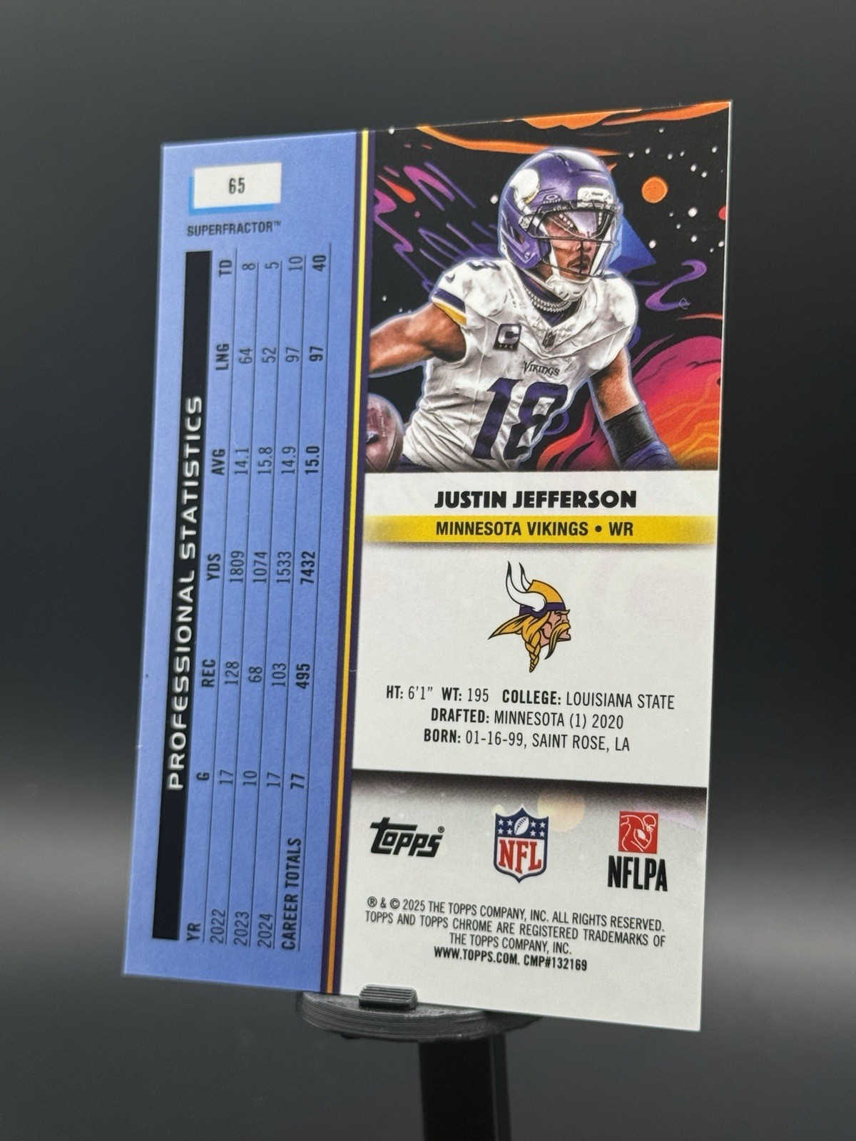 2025 Topps Cosmic Chrome Justin Jefferson 1/1 SUPERFRACTOR Ready 4 Fanatics Fest view 17