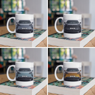 Personalisierter elektrischer Porsche Cayenne Kaffeebecher - SCHNELLER VERSAND - Farbwahl