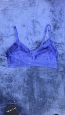 No Boundaries Wire Free Removable Pads Blue Lace Bralette Bra-Size XL NWT