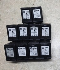 Lot of 10 Genuine HP 63XL Black Ink Cartridges OEM Used Untested