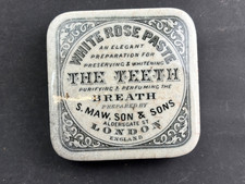 61154 Old Vintage Antique Ironstone Printed Pot Lid Tooth Paste London Maw