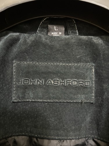 John Ashford Black Suede Leather Padded Jacket Zip Up Men's Size L - Picture 9 of 13