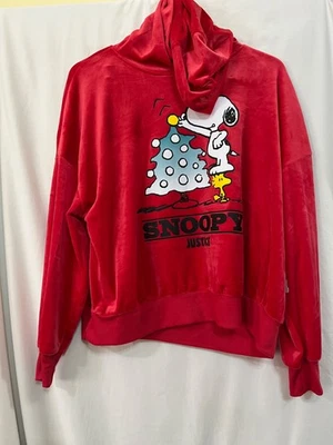 Justice Girls Snoopy Hoodie Jacket Top Soft Velour Red Christmas U Pick New - Image 1 of 4