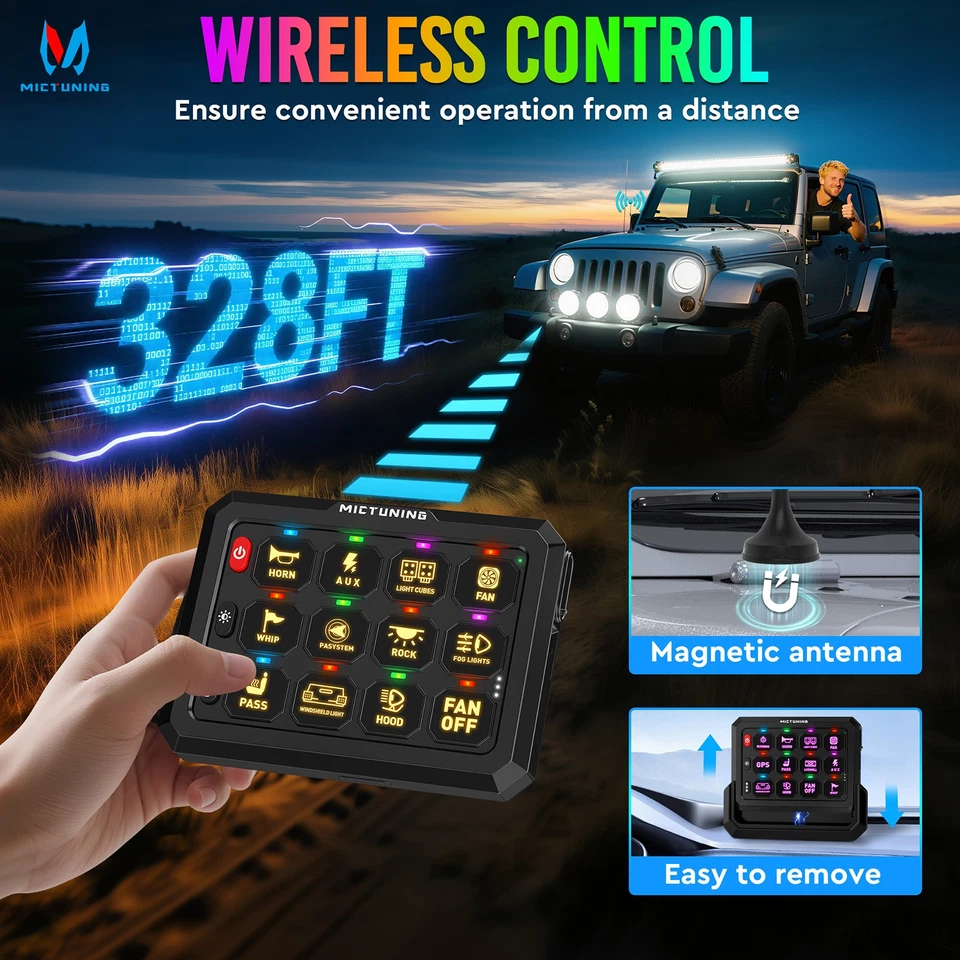 Беспроводная RGB 12-канальная переключающая панель цепная релейная система пульт дистанционного управления диапазон 328 футов - Изображение 3 из 4