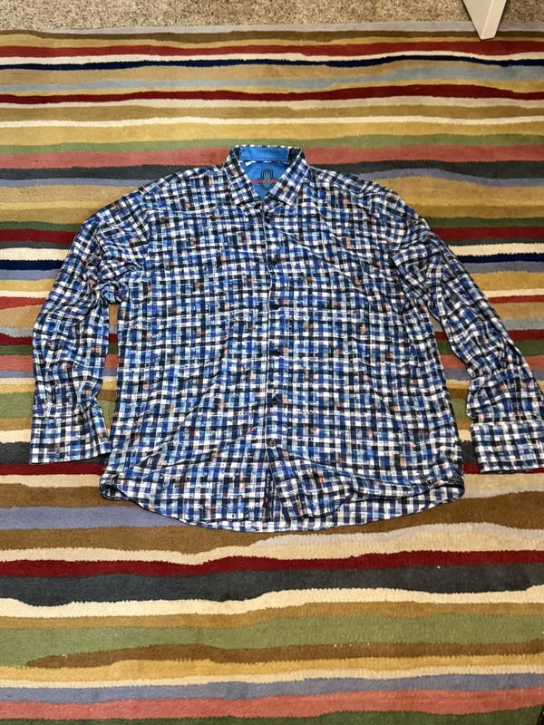 Luchiano Visconti Button Down Shirt Mens 2XL Blue Multicolor Pattern