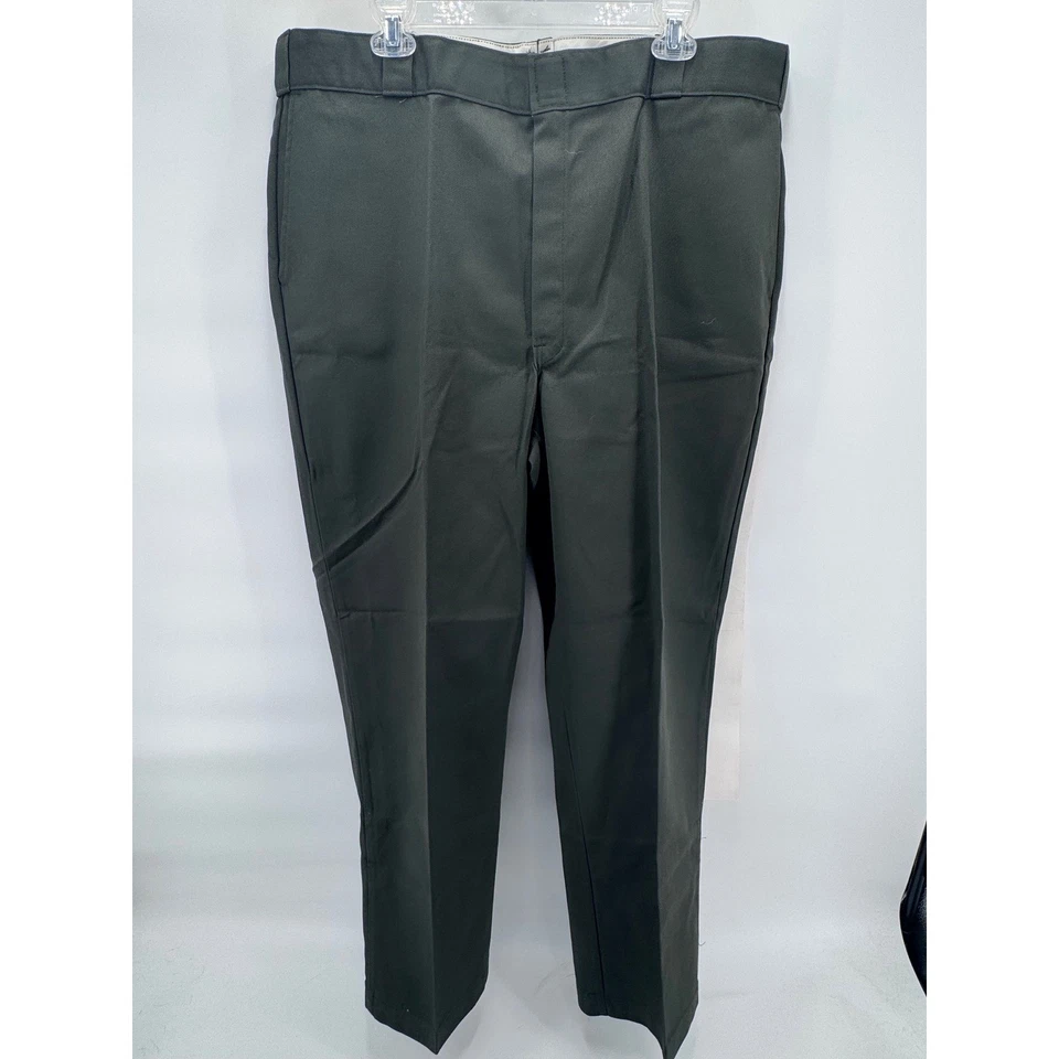 Vintage Dickies Mens Wrinkle Free Plain Front Twill Work Pants Size 42x30 Green - Image 2 of 4