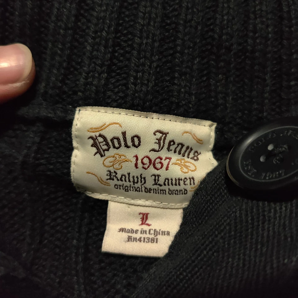 Cárdigan de pescador suéter tejido con cable grande vintage Ralph Lauren Polo Jeans Co. Foto 2 de 4