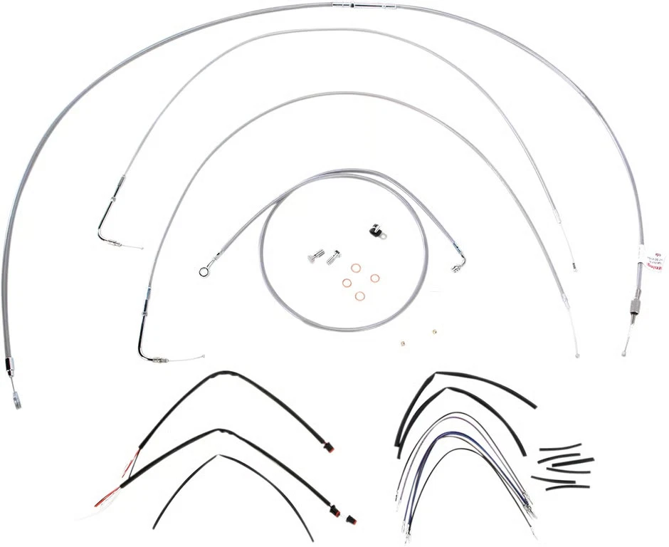 Kit de línea de cable/freno extendido marca Burly para 18 pulgadas Manillar Gorilla - Stainle Foto 2 de 4