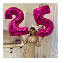 Numbers Foil Helium Balloon Pink Rose Large Small 40 80 Party Birthday Anniversary