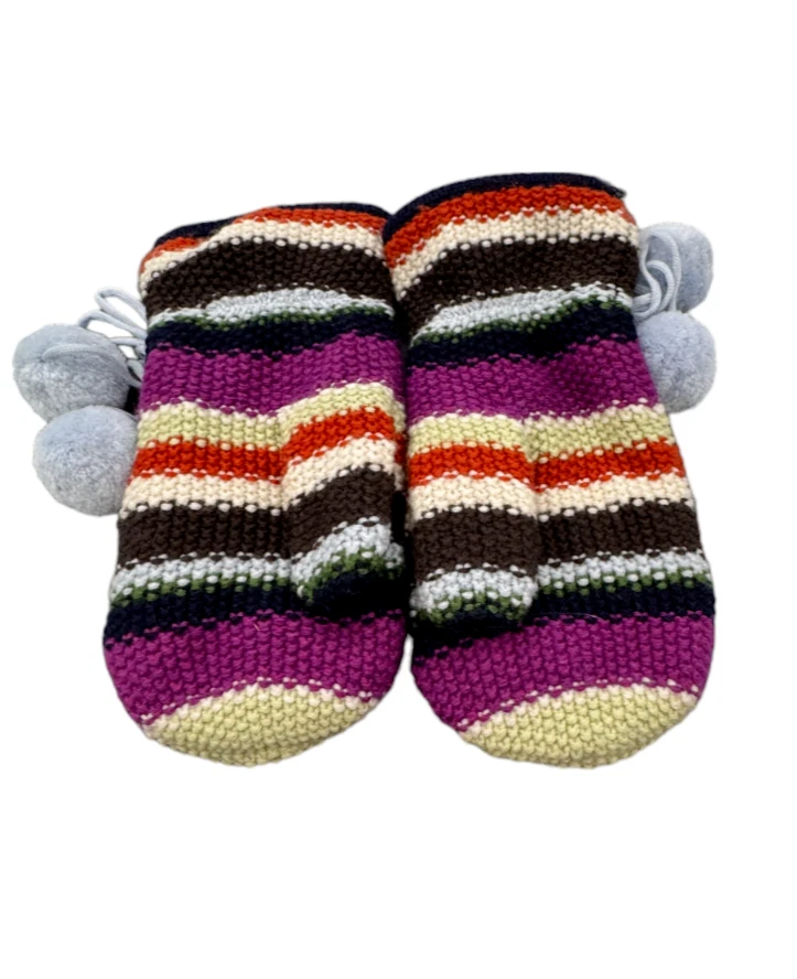 Coach Legacy 2006 Rayas Multicolor 100% Lana Mitón Italia Raro Azul Pom Pom Foto 2 de 4