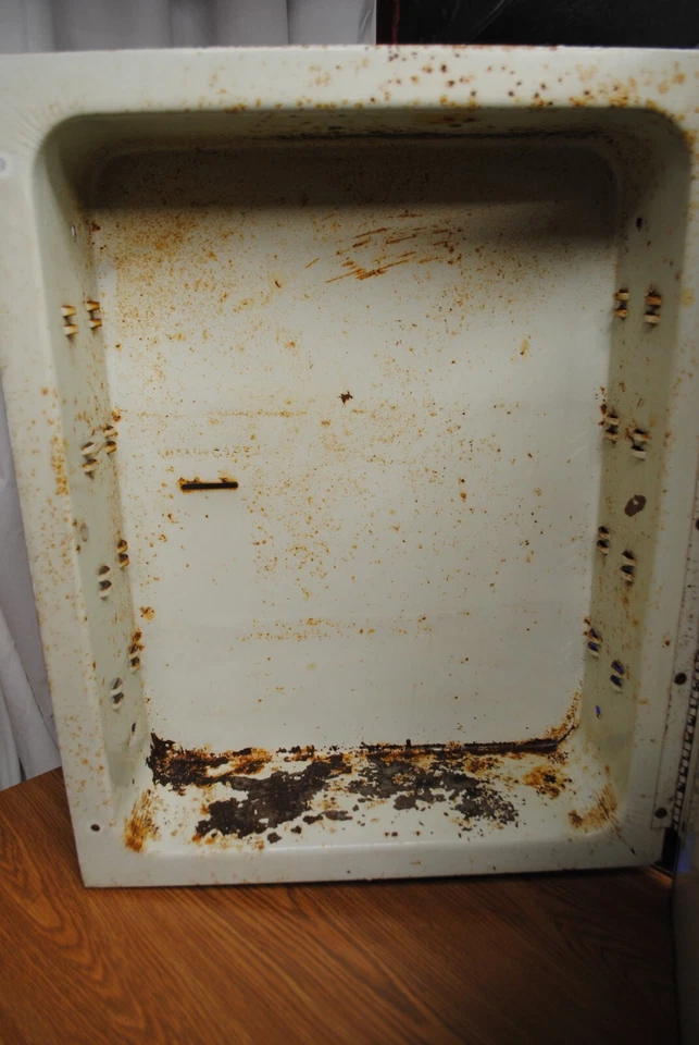 1960s Mid Century Modern Medicine Cabinet Bathroom Mirror Steel No Shelves rust - Image 3 of 4