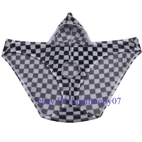 New Men Summer Airy Plaids Mesh Underwear Sports Balls Hole & Penis Pouch Briefs - Picture 6 of 20