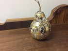 Vintage Pear Shaped Crackle Gold And Silver Glass Christmas Ornament 4”x3” — photo 4