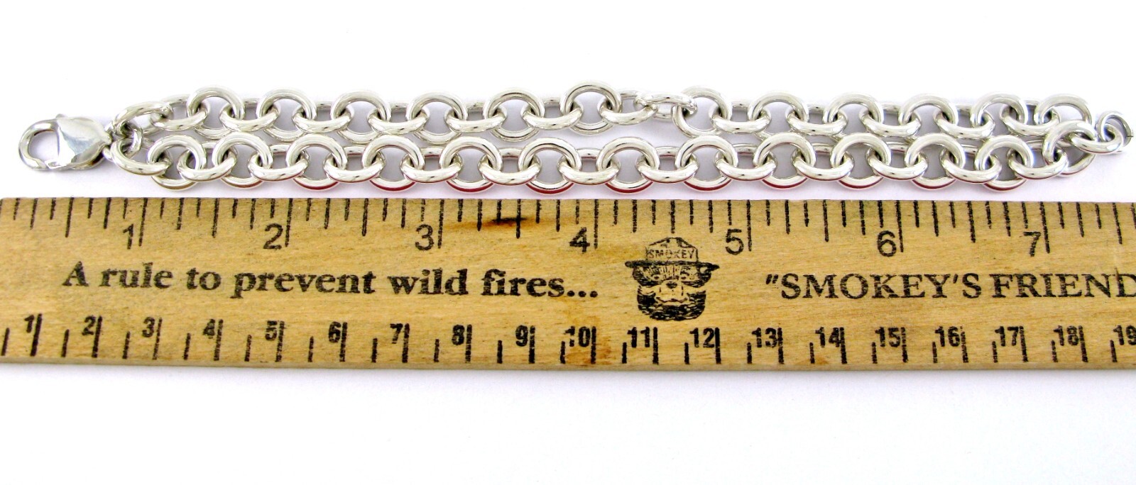 Solid Sterling Silver 925 8" Double Cable Link Br… - image 10