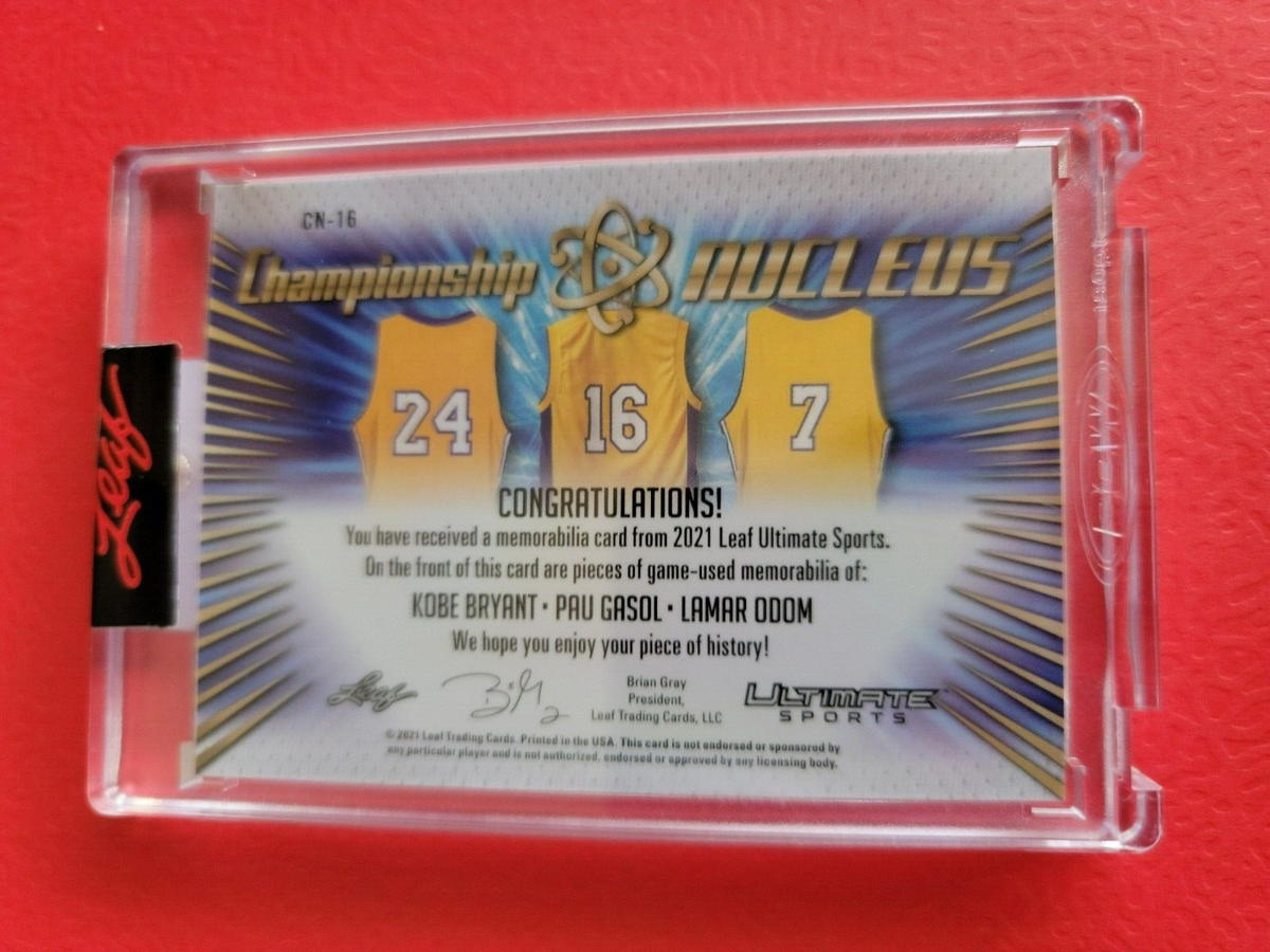 KOBE BRYANT PAU GASOL LAMAR ODOM GAME USED JERSEY CARD #d2/4 2021