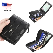 Man's Leather Wallet Bifold Zipper Purse Multi-card Slot Wallet Coin Purse Gift