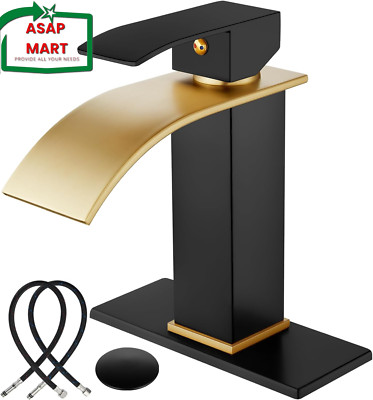 Midanya Bathroom Sink Faucet Waterfall Spout Single Handle 1 Hole Deck Mount Mix